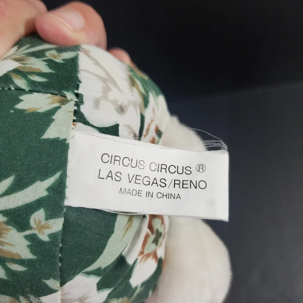 VTG Circus Circus Las Vegas White Mouse Green Body W/ Floral Plush 12